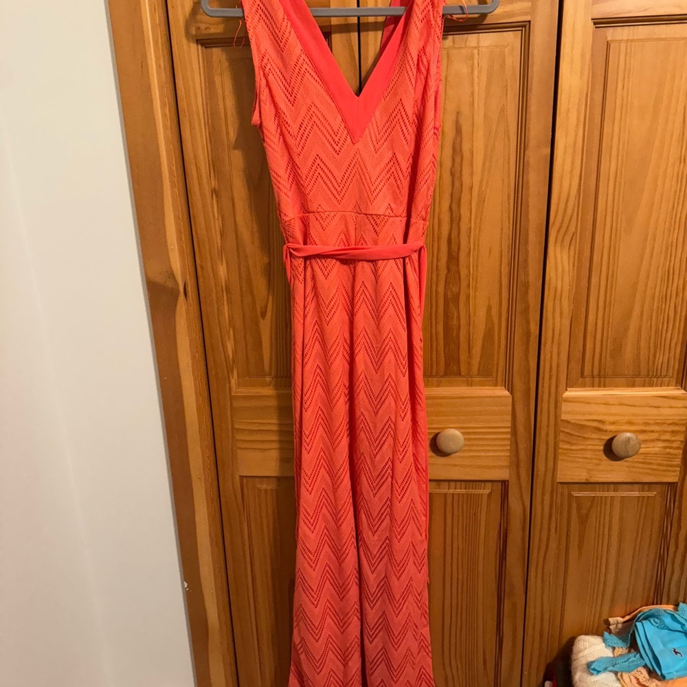V-Neck Sleeveless Chevron Jumpsuit